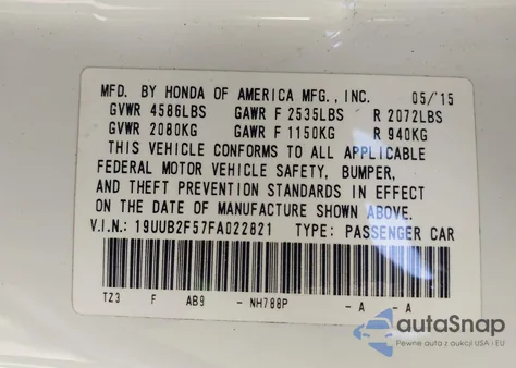 2015 Acura Tlx V6 Tech from USA, damaged, VIN 19UUB2F57FA022821